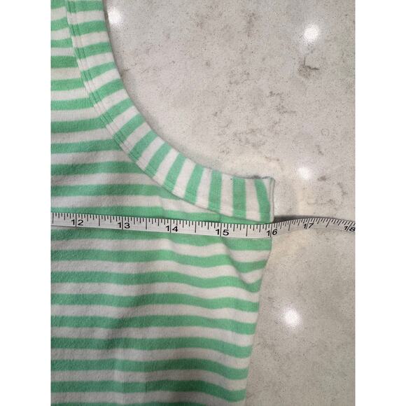Maeve Cotton Tank Top Green & White Striped Women's XL French Coastal Spring - Picture 9 of 12